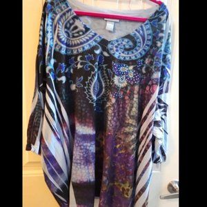 Blues, Pinks, and Purples Tie Dyed Shirt with Embellishments